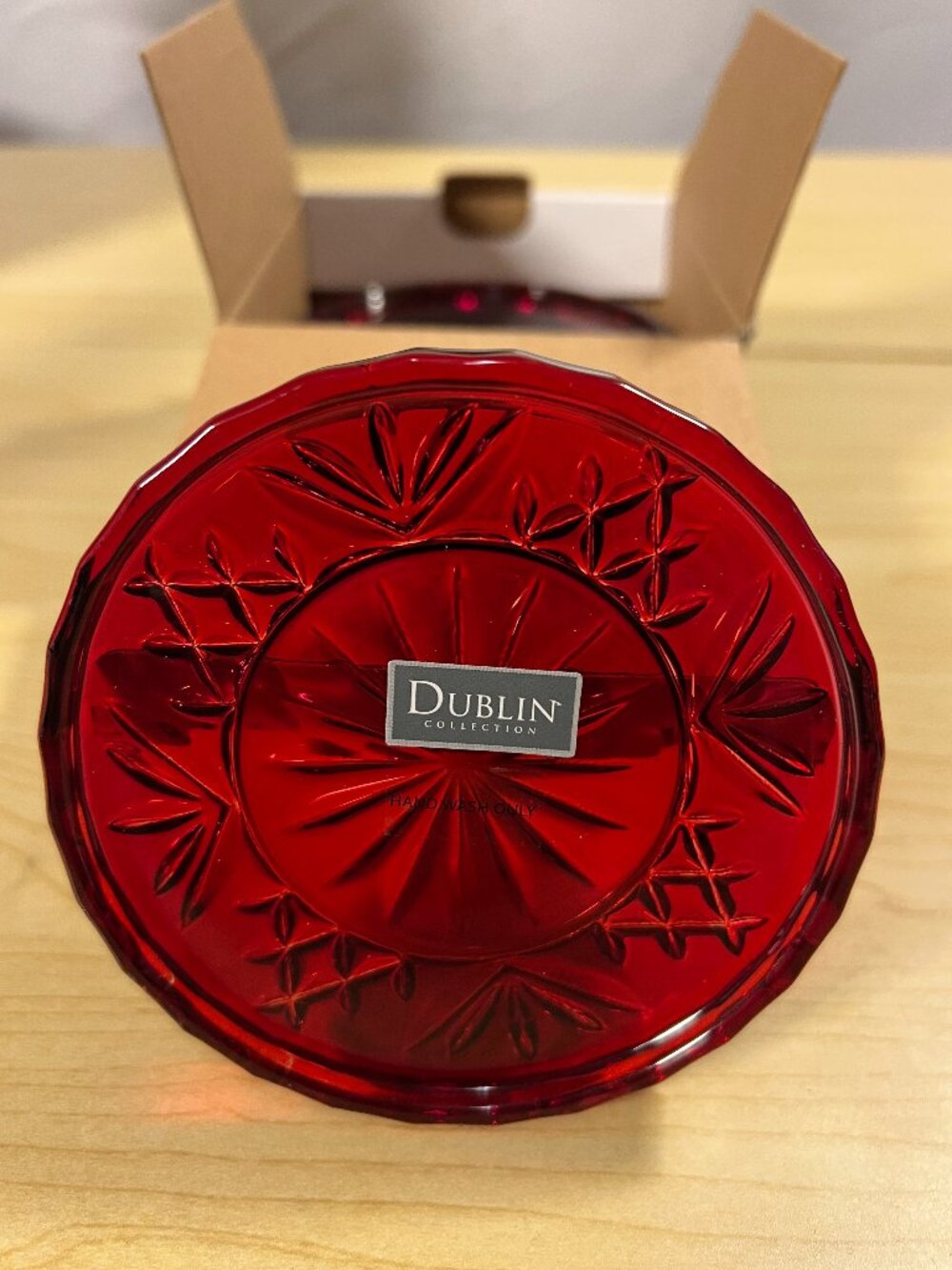 Dublin Collection: Shannon by Godinger Four Ruby Red Crystal Drink Coasters